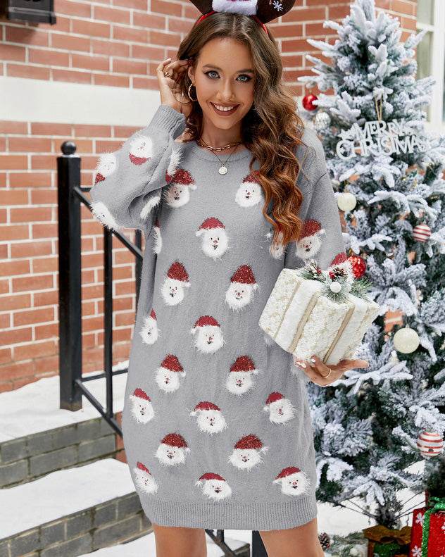 Round Neck Dropped Shoulder Sweater Dress for a perfect OOTD – dress to impress outfits from Amexza