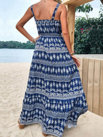 Perfee Printed Square Neck Sleeveless Maxi Dress - Amexza