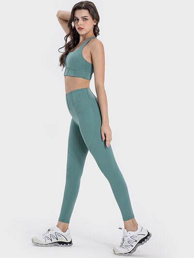 Millennia Pocketed High Waist Active Leggings - Amexza