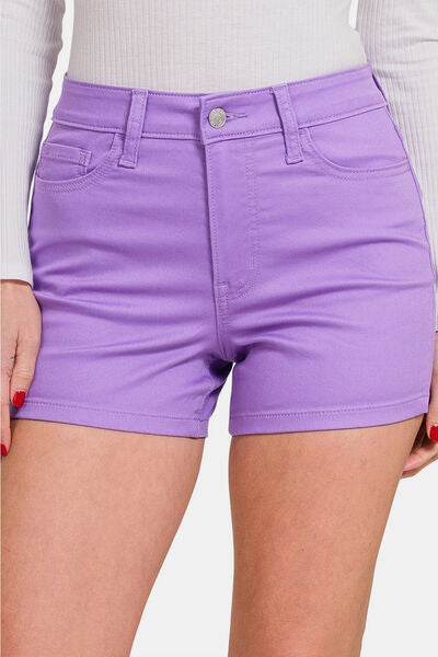 Zenana High Waist Denim Shorts Lavender for a perfect OOTD – dress to impress outfits from Amexza