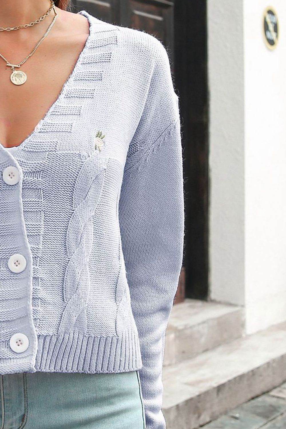 Cable-Knit Button Down Cardigan for a perfect OOTD – dress to impress outfits from Amexza