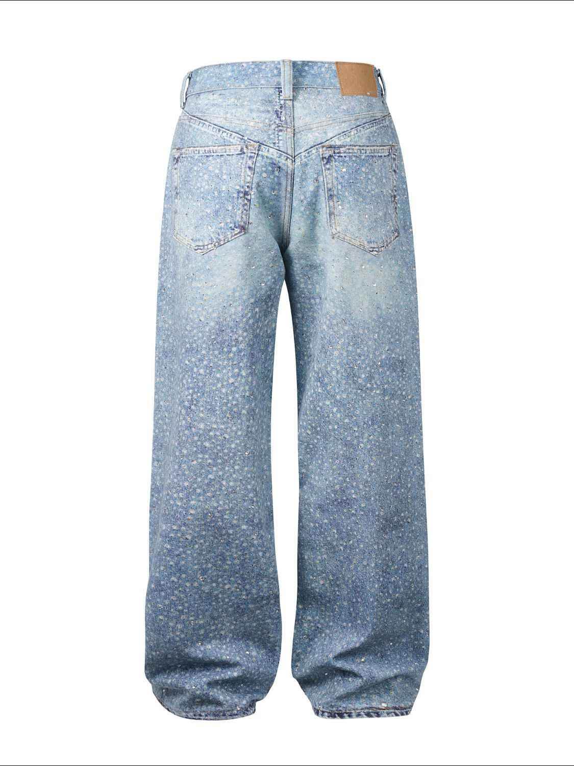 Men's Washed Rhinestone Print Jeans for a perfect OOTD – dress to impress outfits from Amexza