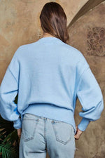 ADORA Flower Button Down Lantern Sleeve Cardigan - Amexza