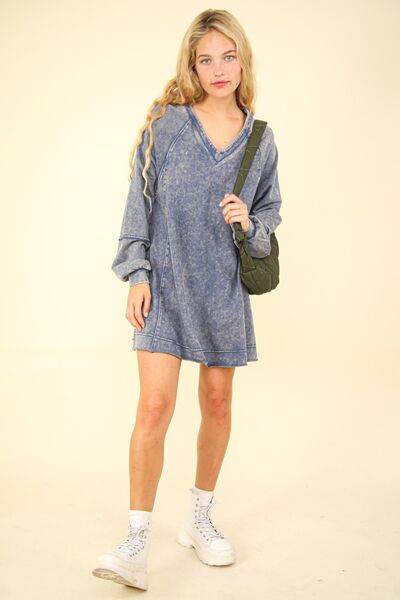 VERY J Mineral Washed Oversized A-Line Mini Dress for a perfect OOTD – dress to impress outfits from Amexza