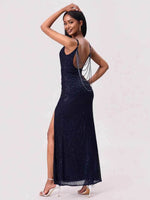 Split Sequin Backless Maxi Cami Dress for a perfect OOTD – dress to impress outfits from Amexza