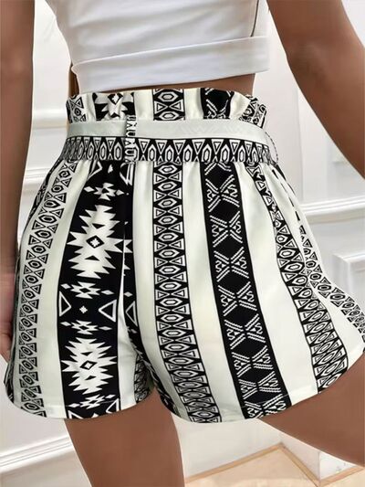 Tied Geometric Shorts - Amexza