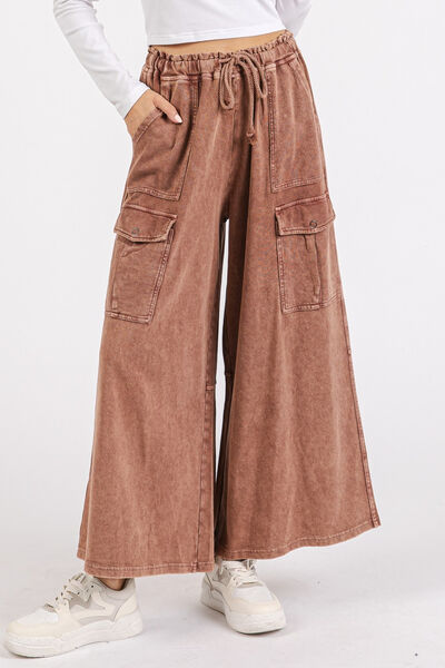 Mittoshop French Terry Cargo Wide Leg Pants Ochre for a perfect OOTD – dress to impress outfits from Amexza