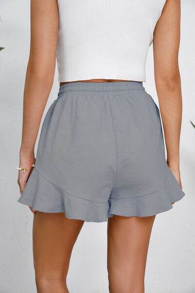 Full Size Drawstring Ruffle Hem Shorts for a perfect OOTD – dress to impress outfits from Amexza