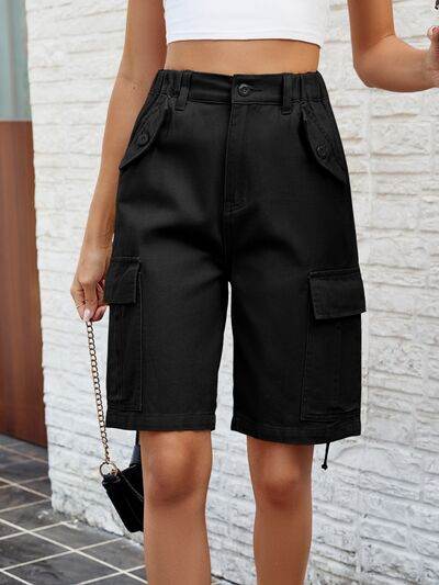 High Waist Denim Shorts with Pockets Black for a perfect OOTD – dress to impress outfits from Amexza