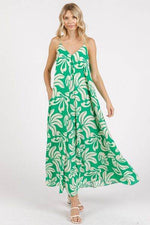 Mittoshop Printed V-Neck Maxi Cami Dress with Pockets Kelly Green for a perfect OOTD – dress to impress outfits from Amexza