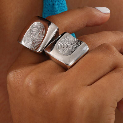 Titanium Steel Fingerprint Signet Ring for a perfect OOTD – dress to impress outfits from Amexza