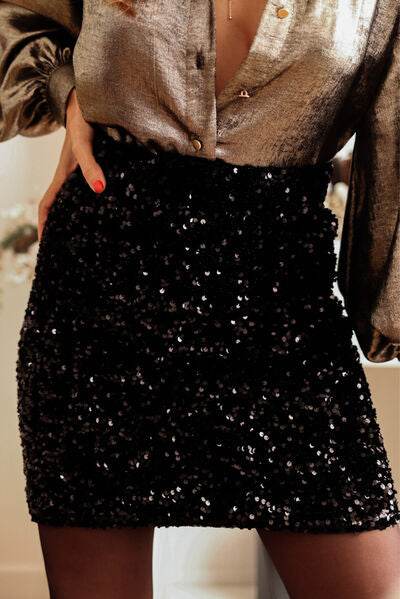 Sequin Mini Skirt Black for a perfect OOTD – dress to impress outfits from Amexza