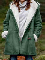 Full Size Pocketed Long Sleeve Hooded Toggle Jacket - Amexza