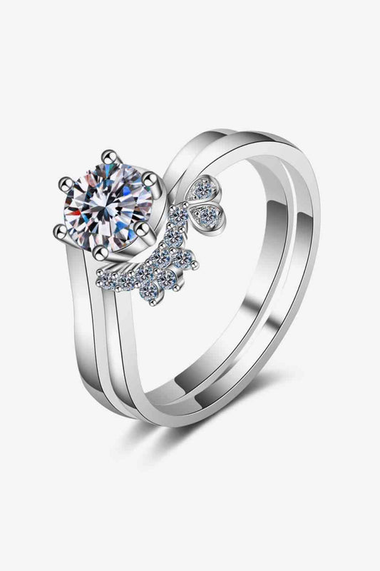 Moissanite Rhodium-Plated Two-Piece Ring Set Silver for a perfect OOTD – dress to impress outfits from Amexza