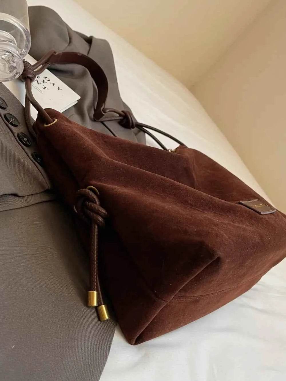 Suede Large Shoulder Bag for a perfect OOTD – dress to impress outfits from Amexza