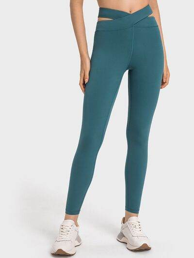 Millennia Crisscross Cutout Sports Leggings Teal for a perfect OOTD – dress to impress outfits from Amexza