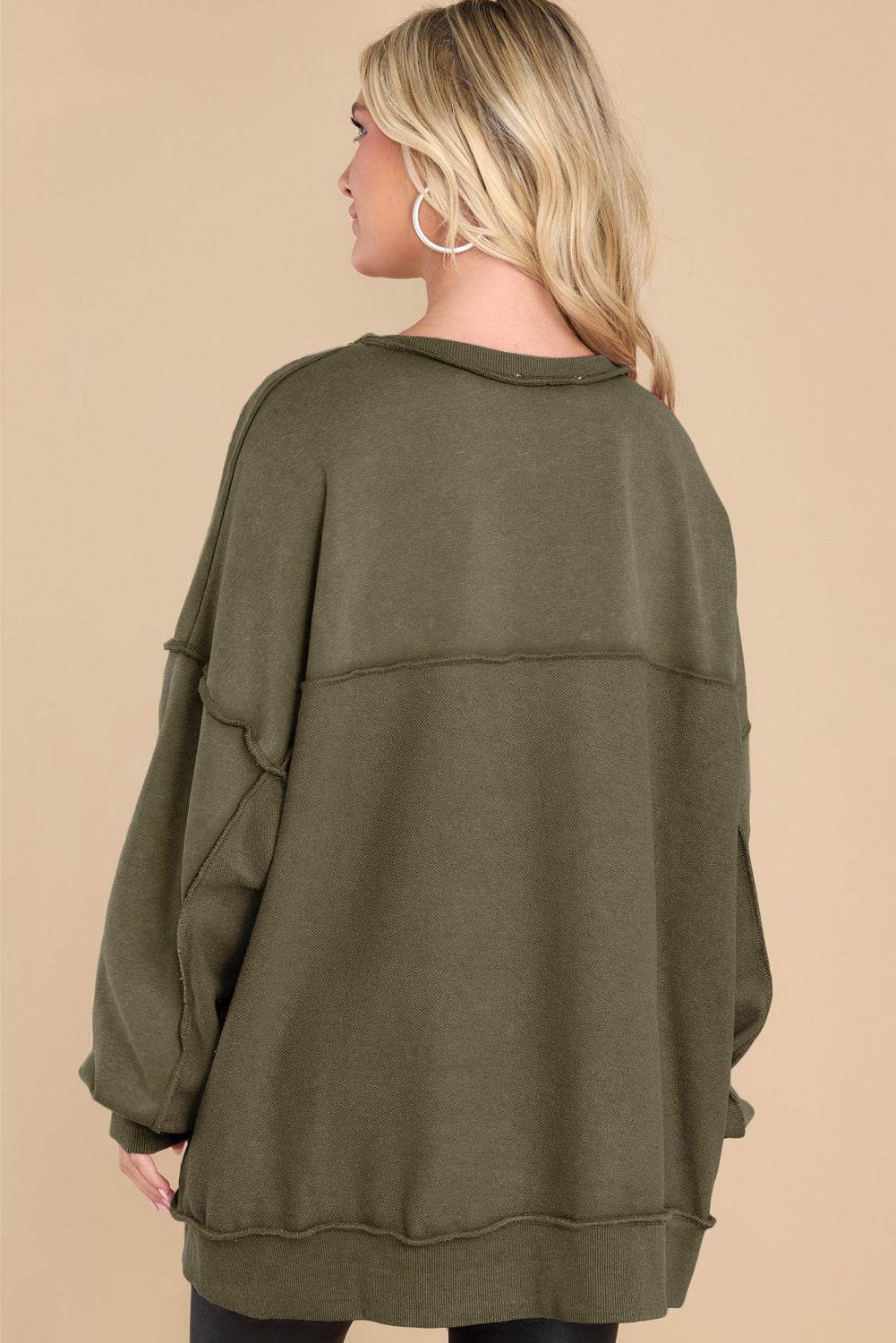 Exposed Seam Long Sleeve Sweatshirt - Amexza