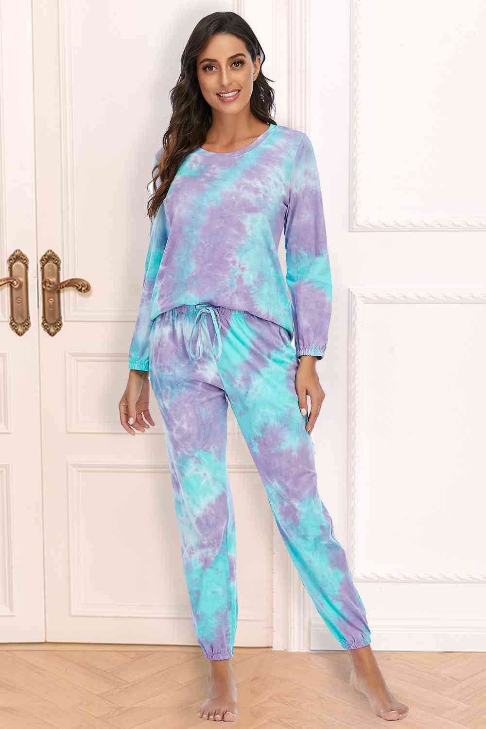 Tie-Dye Top and Drawstring Pants Lounge Set Lavender for a perfect OOTD – dress to impress outfits from Amexza