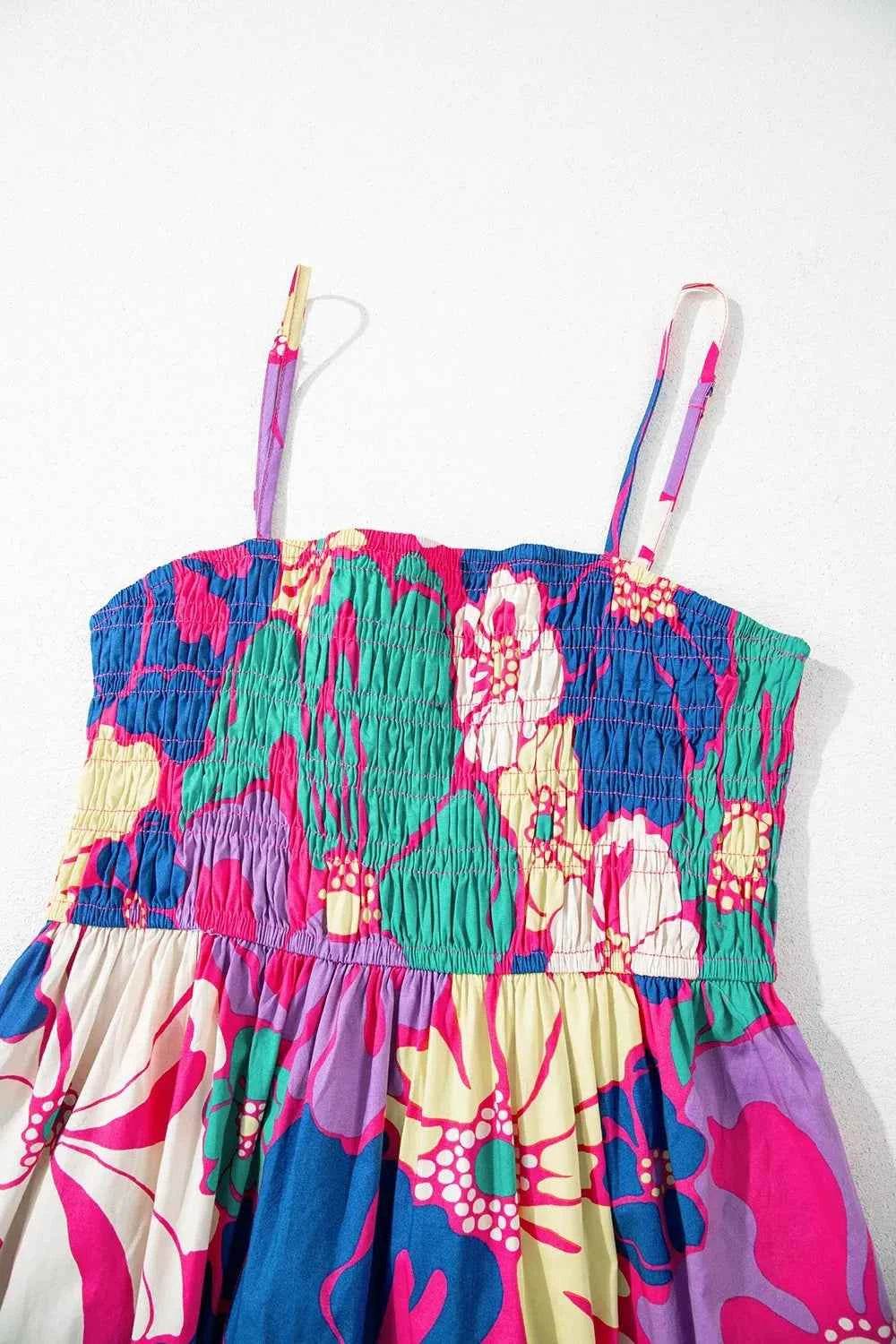 Floral Print Shirred Spaghetti Strap Loose Maxi Dress for a perfect OOTD – dress to impress outfits from Amexza