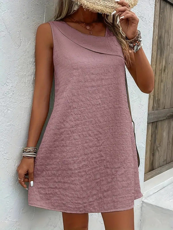 Asymmetrical Neck Sleeveless Dress - Lilac / S