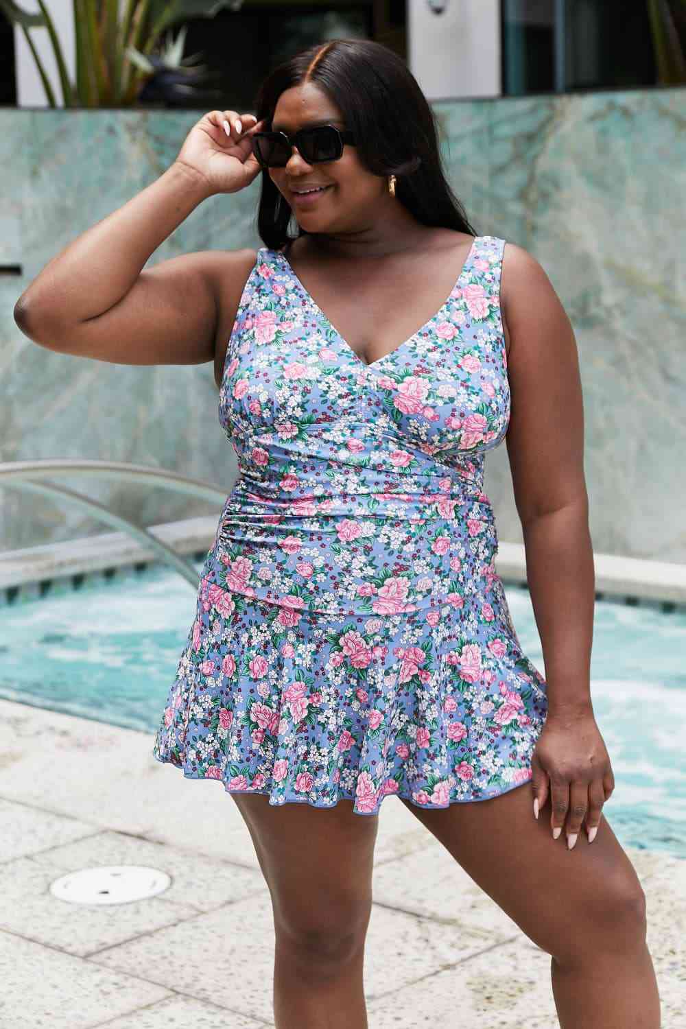 Marina West Swim Full Size Clear Waters Swim Dress in Rose Sky for a perfect OOTD – dress to impress outfits from Amexza