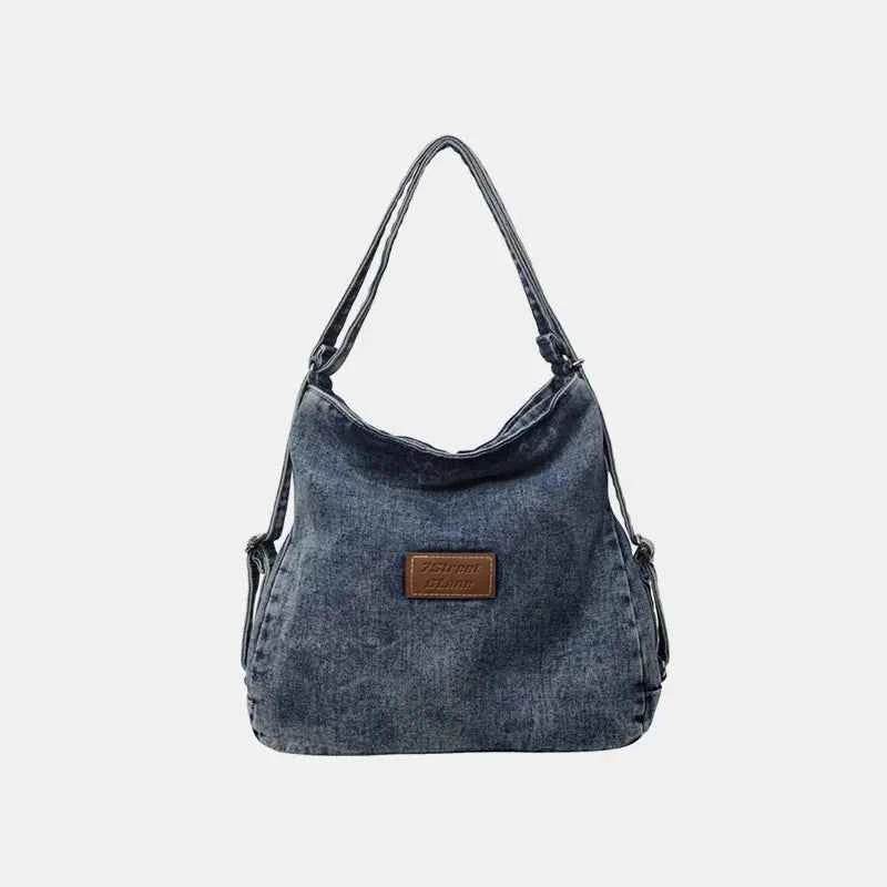 Adjustable Strap Denim Shoulder Bag Medium One Size for a perfect OOTD – dress to impress outfits from Amexza