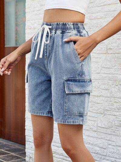 Drawstring Denim Shorts with Pockets for a perfect OOTD – dress to impress outfits from Amexza