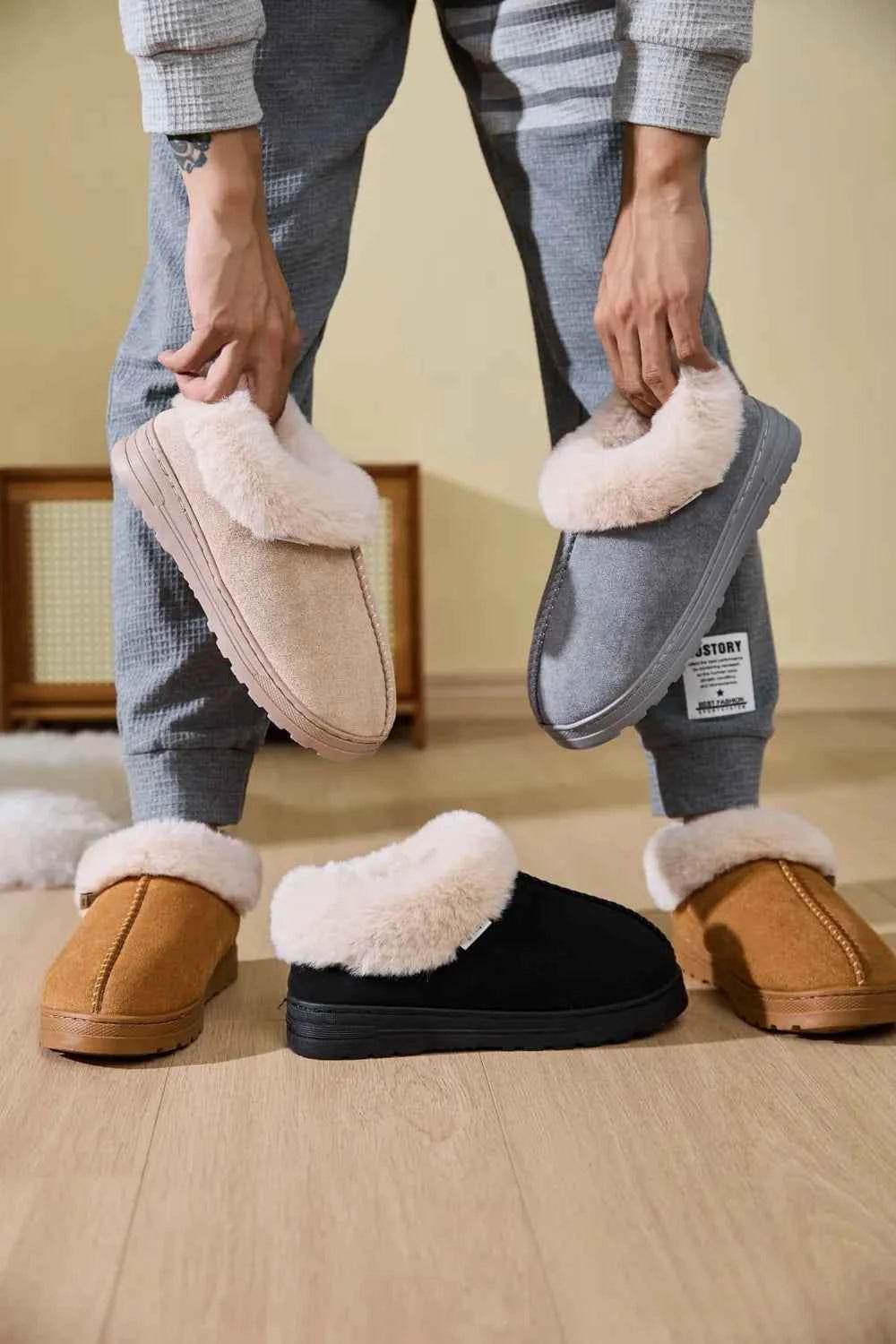 Faux Fur Round Toe Platform Slippers for a perfect OOTD – dress to impress outfits from Amexza