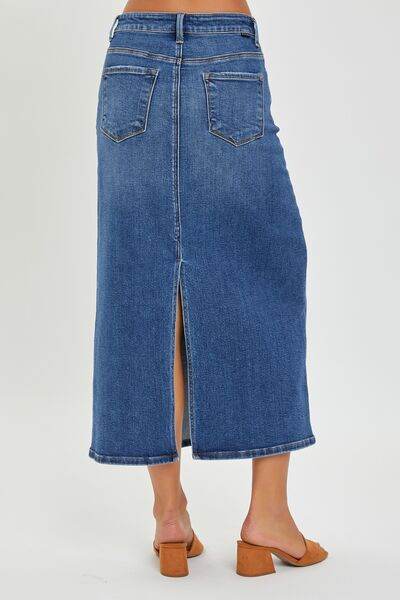 RISEN High Rise Back Slit Denim Skirt for a perfect OOTD – dress to impress outfits from Amexza