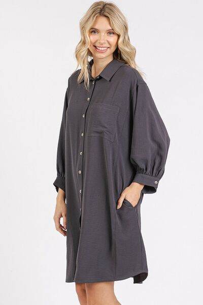 Mittoshop Airflow 3/4 Sleeve Buttoned Shirt Mini Dress for a perfect OOTD – dress to impress outfits from Amexza