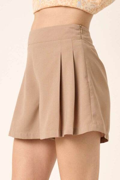 Mittoshop Side Invisible Zipper Pleated Shorts - Amexza