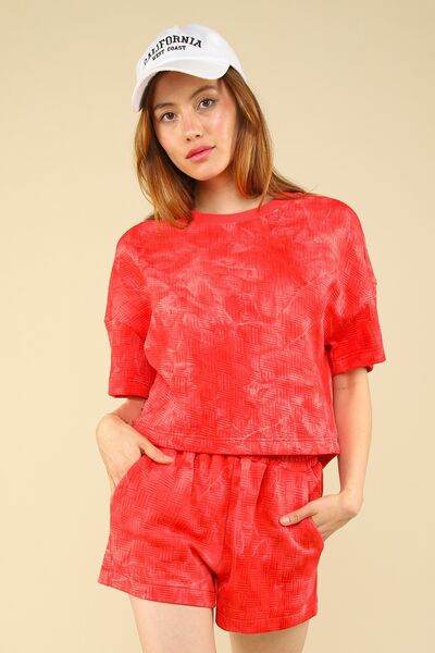 VERY J Quilted Washed Crop Top and Shorts Set Scarlet for a perfect OOTD – dress to impress outfits from Amexza