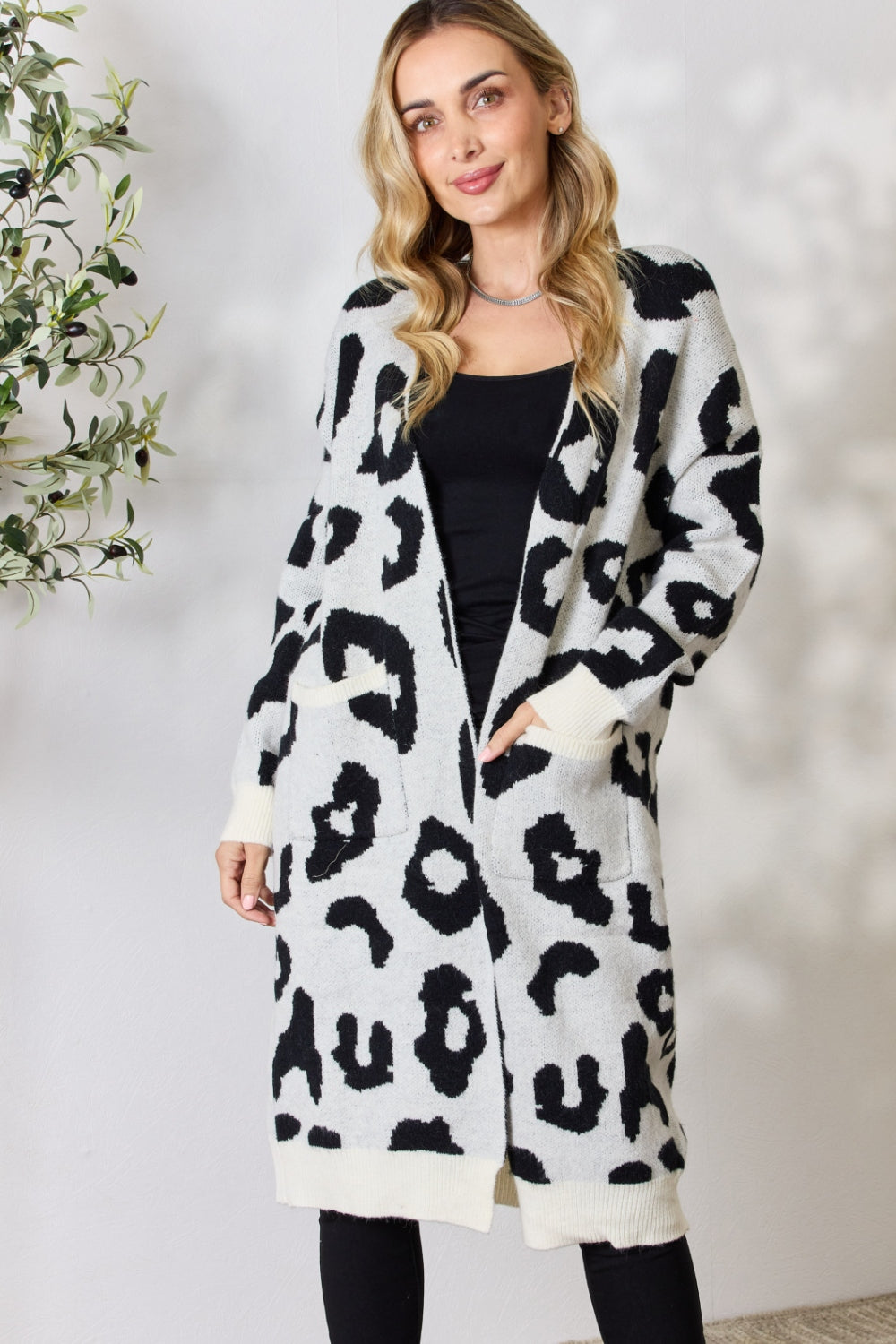 BiBi Leopard Open Front Cardigan Ivory for a perfect OOTD – dress to impress outfits from Amexza