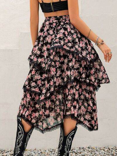 Lace Detail Layered Printed Skirt for a perfect OOTD – dress to impress outfits from Amexza