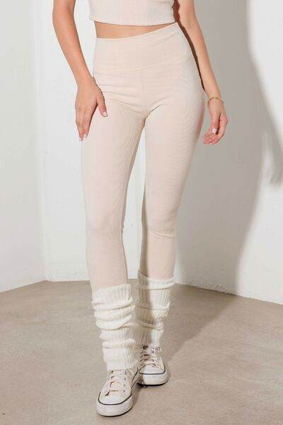 Le Lis Ribbed Crop Cami and High Waist Brushed Leggings Set - Amexza