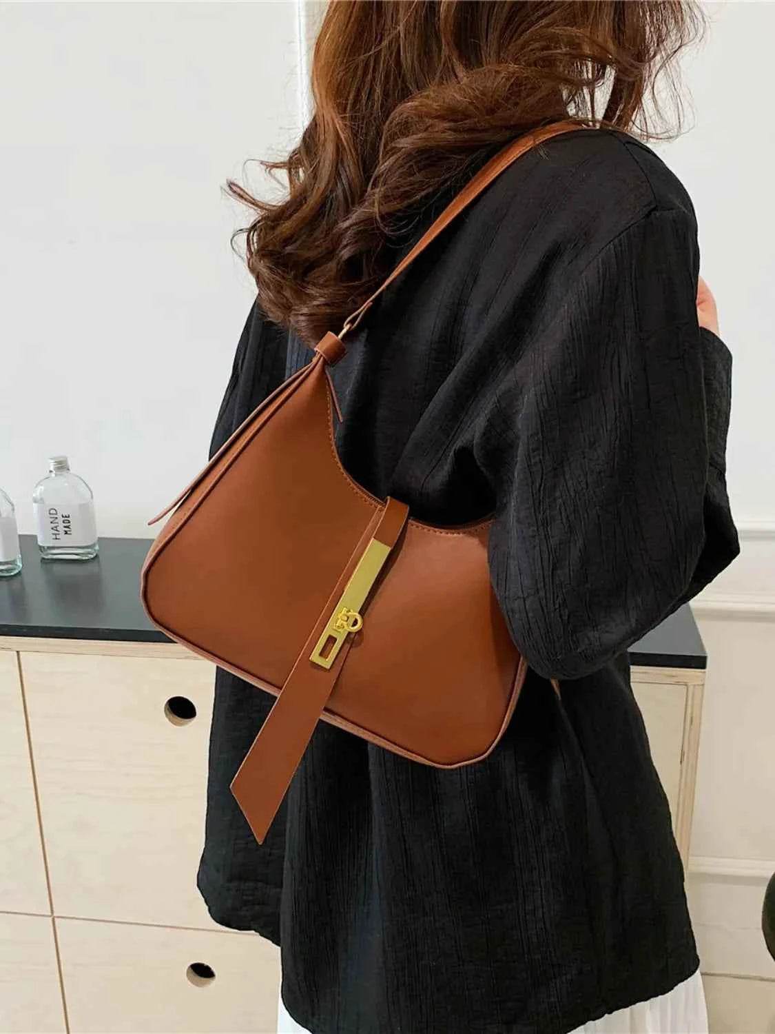 PU Leather Shoulder Bag Caramel One Size for a perfect OOTD – dress to impress outfits from Amexza