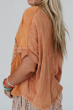 Stud Heart Patch Round Neck Short Sleeve T-Shirt - Amexza