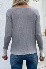 Color Block V-Neck Ribbed Top with Pocket for a perfect OOTD – dress to impress outfits from Amexza