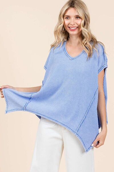 Mittoshop Mineral Wash Waffle Knit Pointed Hem Oversized Top for a perfect OOTD – dress to impress outfits from Amexza