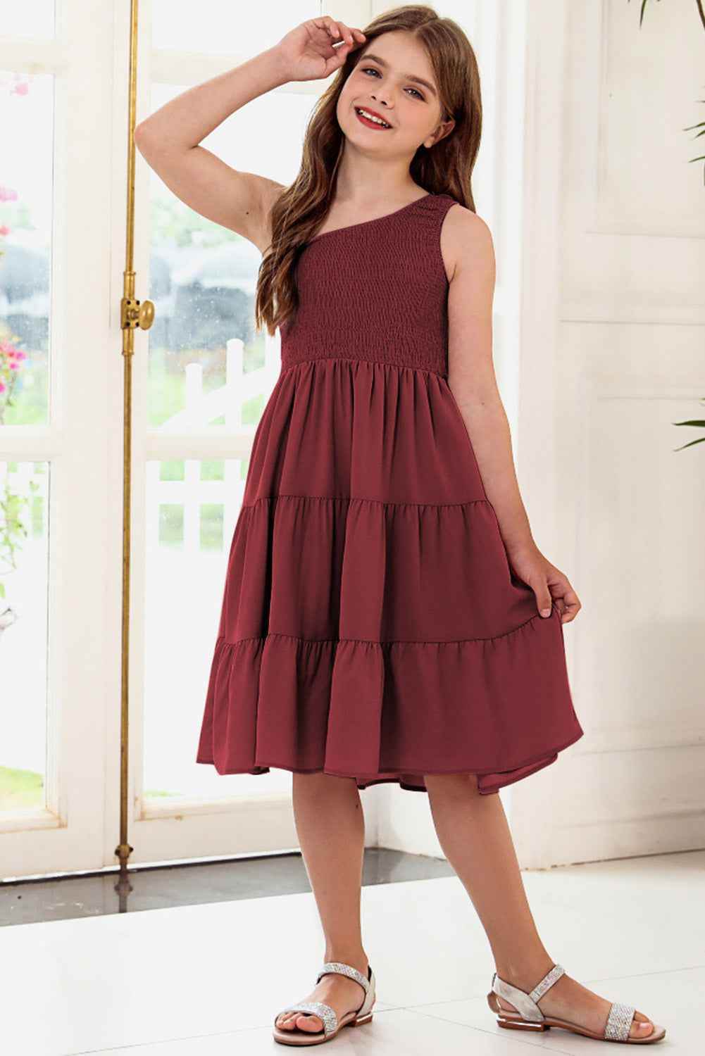 Plus Size One-Shoulder Sleeveless Tiered Dress for a perfect OOTD – dress to impress outfits from Amexza