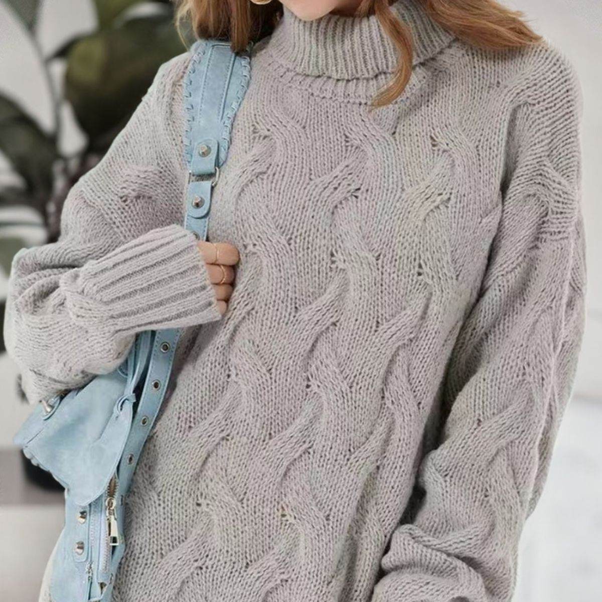 Cable-Knit Turtleneck Sweater Dress for a perfect OOTD – dress to impress outfits from Amexza