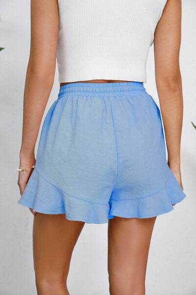 Full Size Drawstring Ruffle Hem Shorts for a perfect OOTD – dress to impress outfits from Amexza