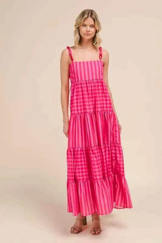 SO ME Stripe Tiered Maxi Dress with Colorful Chain Strap for a perfect OOTD – dress to impress outfits from Amexza