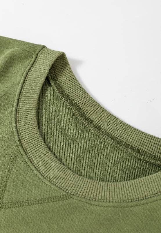 Solid Color Round Neck Long Sleeve Sweatshirt for a perfect OOTD – dress to impress outfits from Amexza