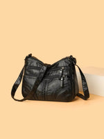 PU Leather Adjustable Strap Shoulder Bag Black One Size for a perfect OOTD – dress to impress outfits from Amexza