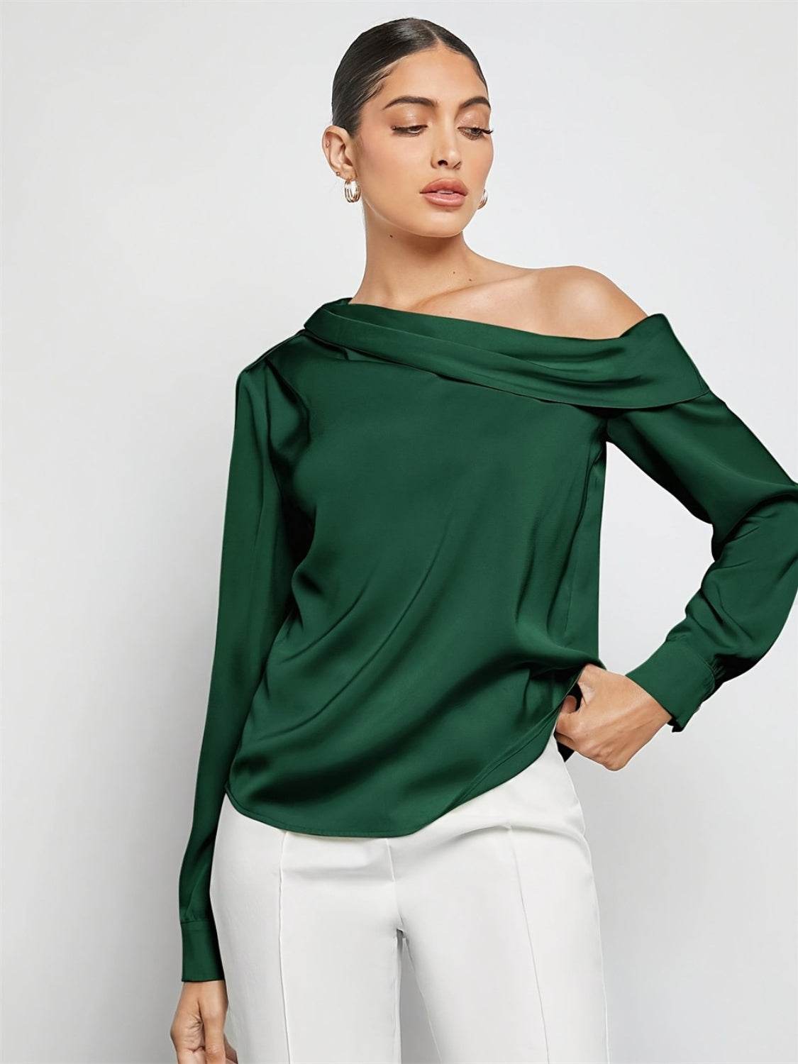 Ruched One Shoulder Long Sleeve Top for a perfect OOTD – dress to impress outfits from Amexza