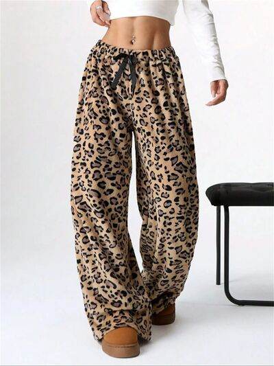 Leopard Wide Leg Plush Pants for a perfect OOTD – dress to impress outfits from Amexza