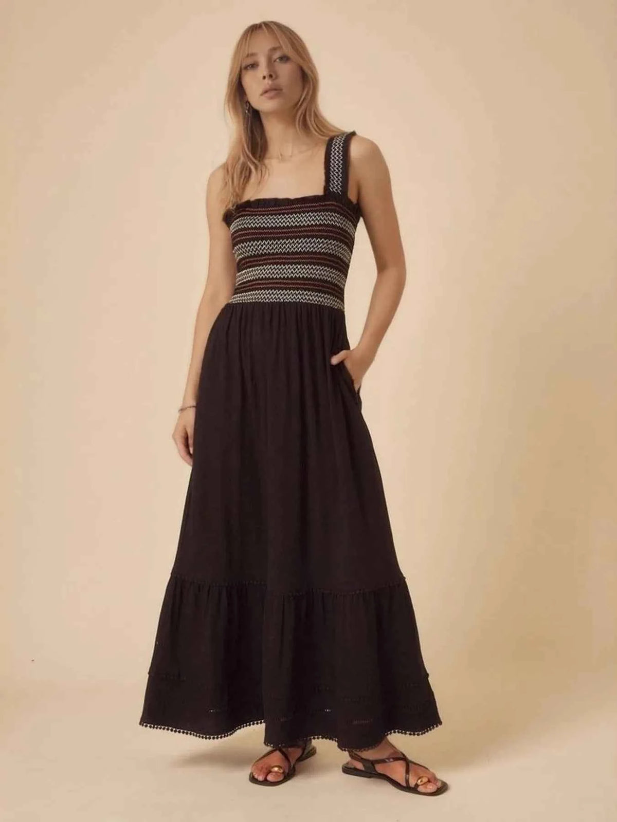 Tiered Square Neck Maxi Dress