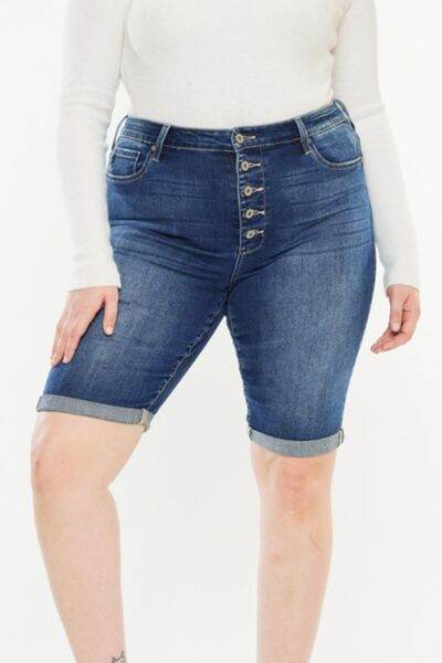 Kancan Full Size Cat's Whiskers Button Fly Denim Shorts for a perfect OOTD – dress to impress outfits from Amexza