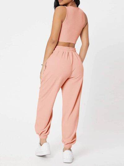 Wide Strap Top and Drawstring Joggers Set for a perfect OOTD – dress to impress outfits from Amexza